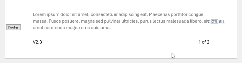 Deselecting a footer in Word